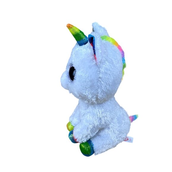Ty Beanie Boos Medium Pixy White Rainbow Unicorn Stuffed Animal Plush 9" - Picture 2 of 9